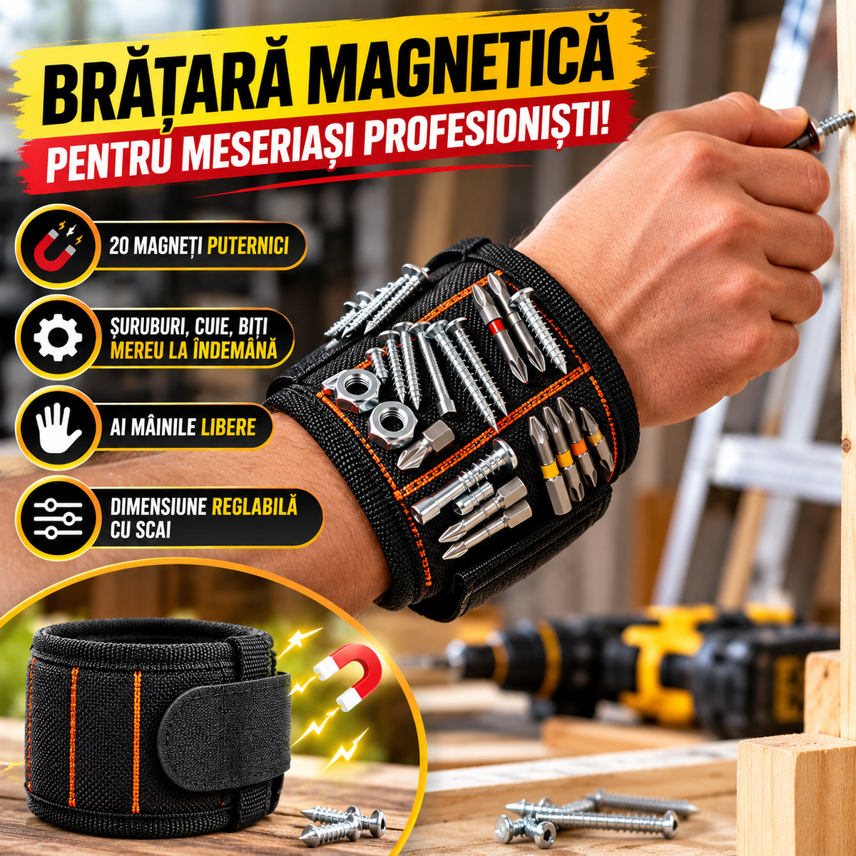 Brățară Magnetică Pentru Meseriași MagneFix™