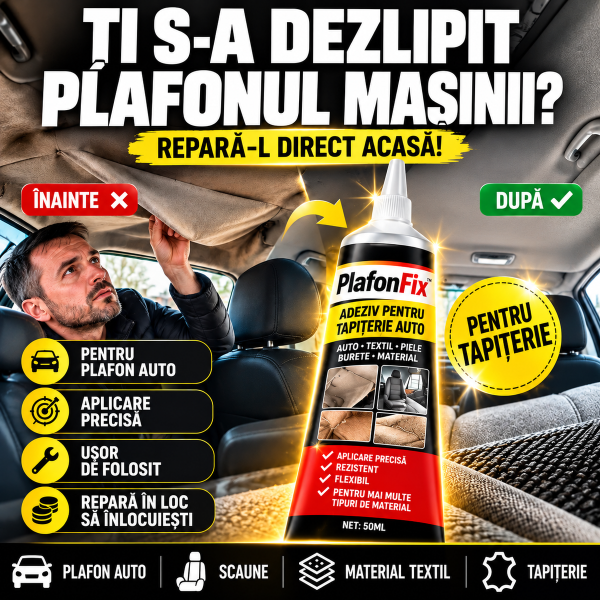Adeziv Pentru Tapițerie Auto PlafonFix™