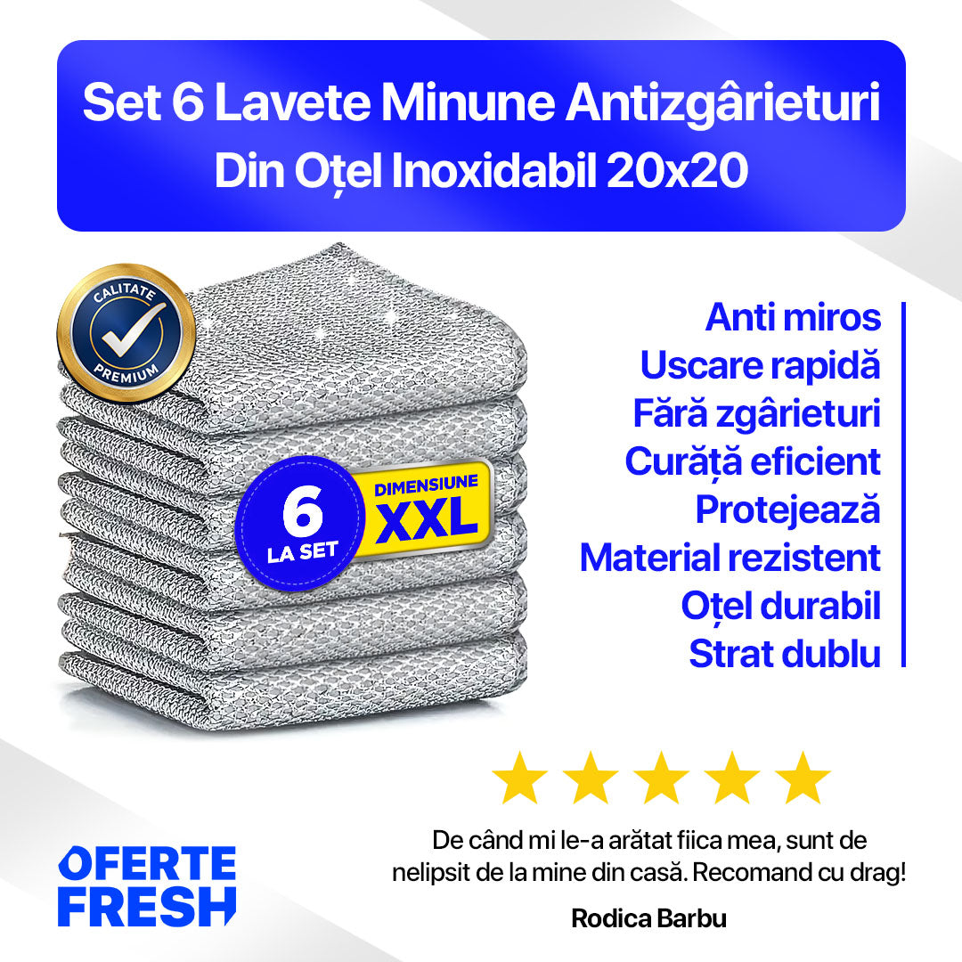Set 6 Lavete Minune Antizgarieturi Din Otel Inoxidabil