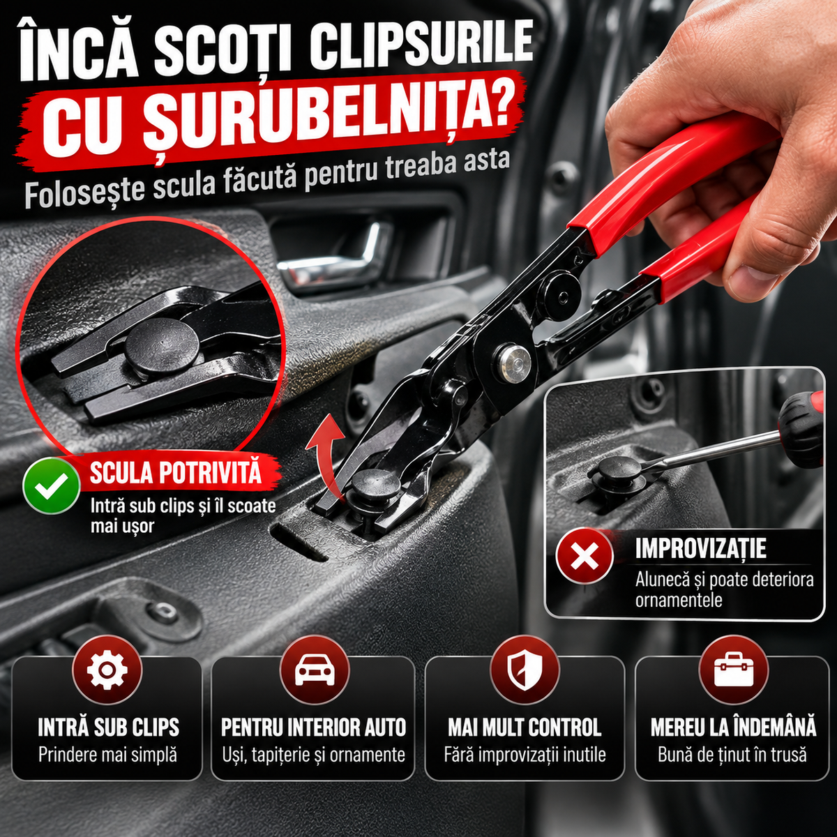 Unealtă Pentru Demontat Clipsuri Auto ClipFix™