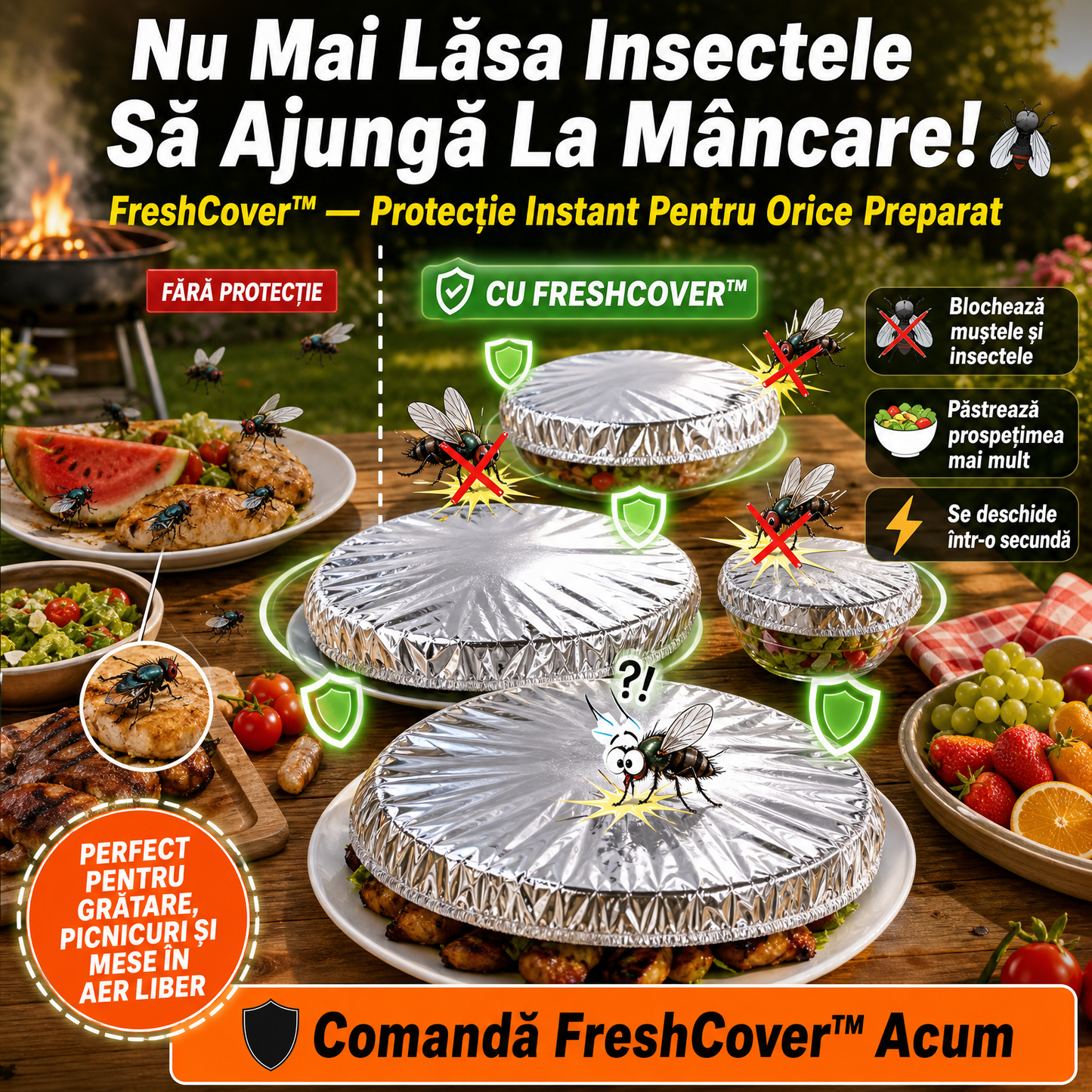 Capac Pliabil Pentru Protecția Alimentelor FreshCover™