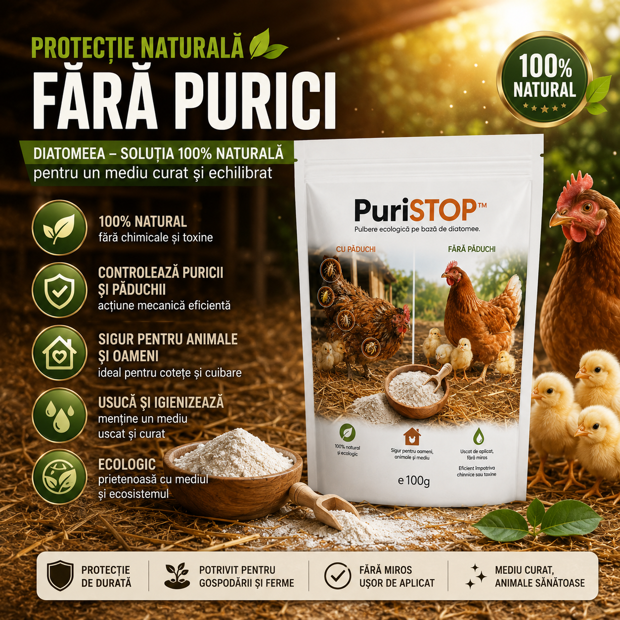 Pulbere Naturală Anti-Purici PuriSTOP™