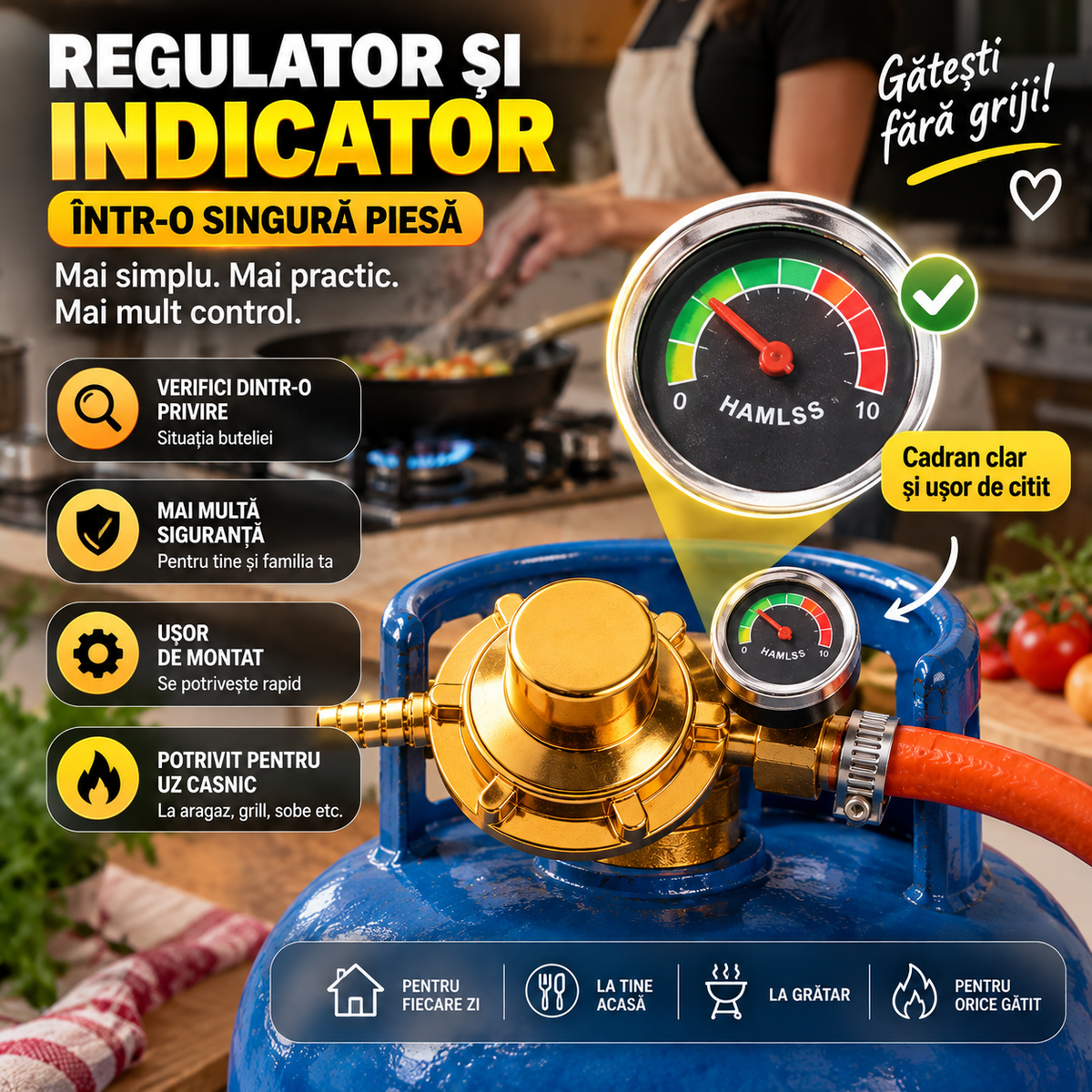 Regulator Pentru Butelie Cu Indicator Gaz GazControl™