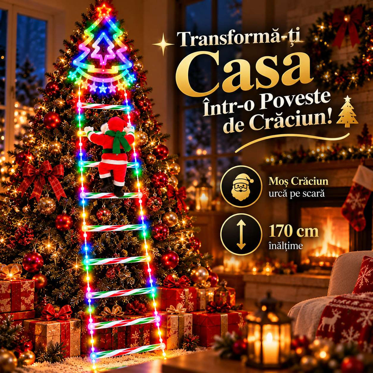 Decorațiune Scară Luminoasă de Crăciun MoșMagic™