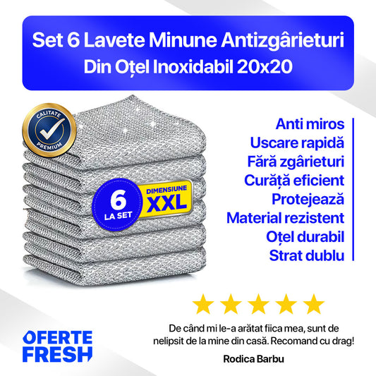 Set 6 Lavete Minune Antizgarieturi Din Otel Inoxidabil