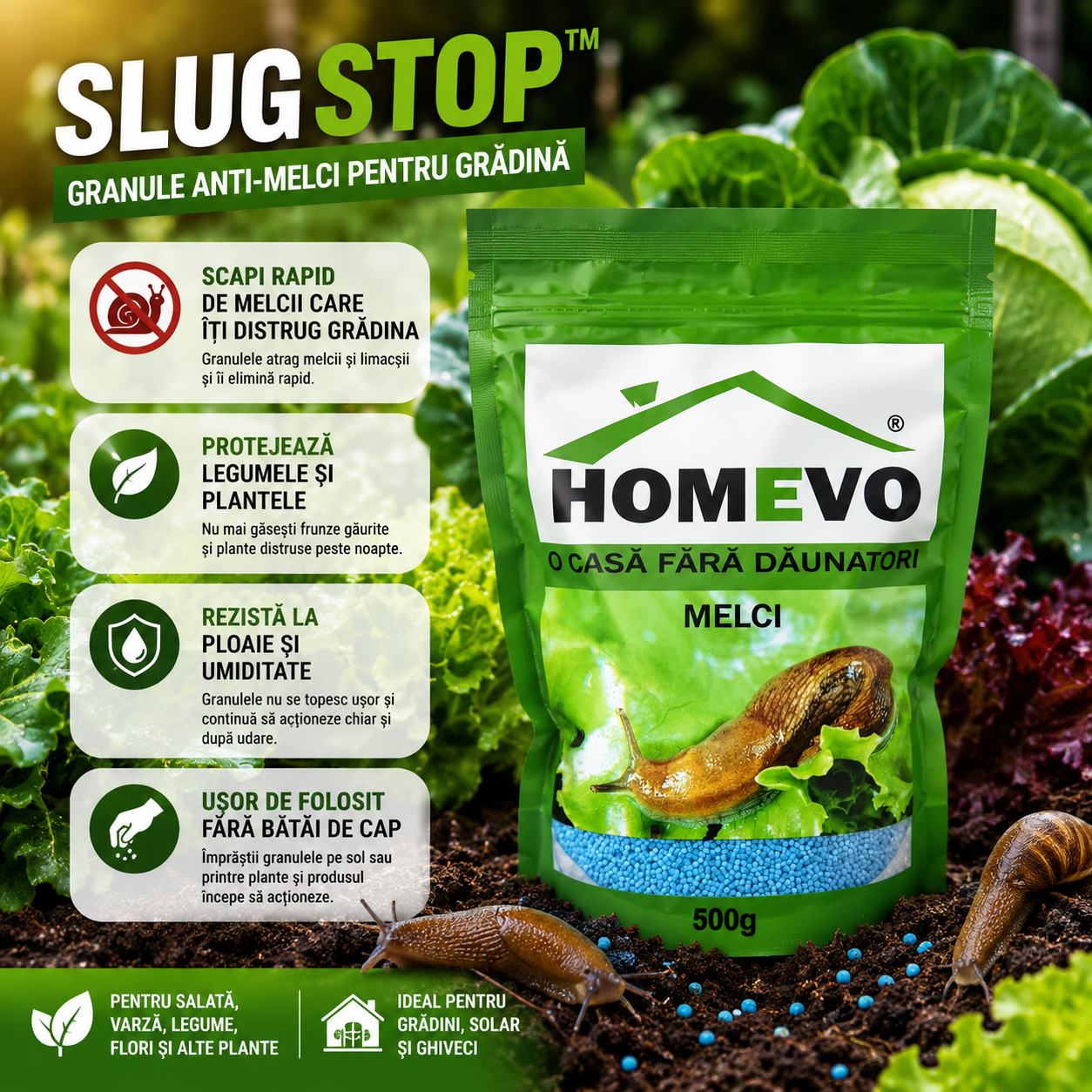 Granule Anti-Melci Pentru Grădină – SlugStop™