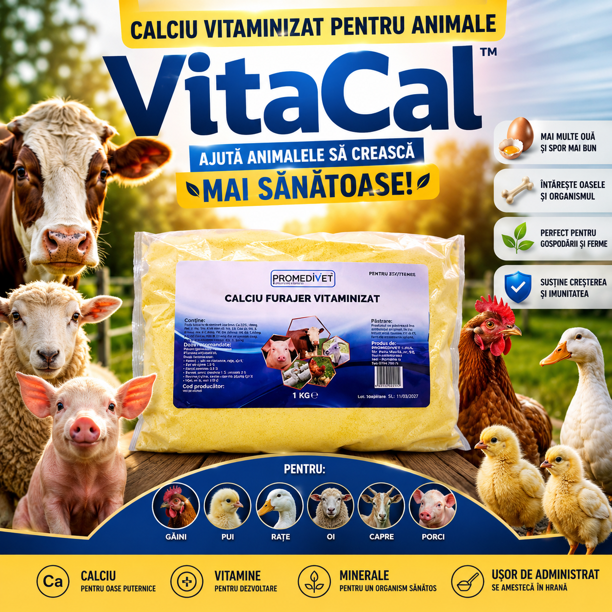 Calciu Vitaminizat Pentru Animale- VitaCal™