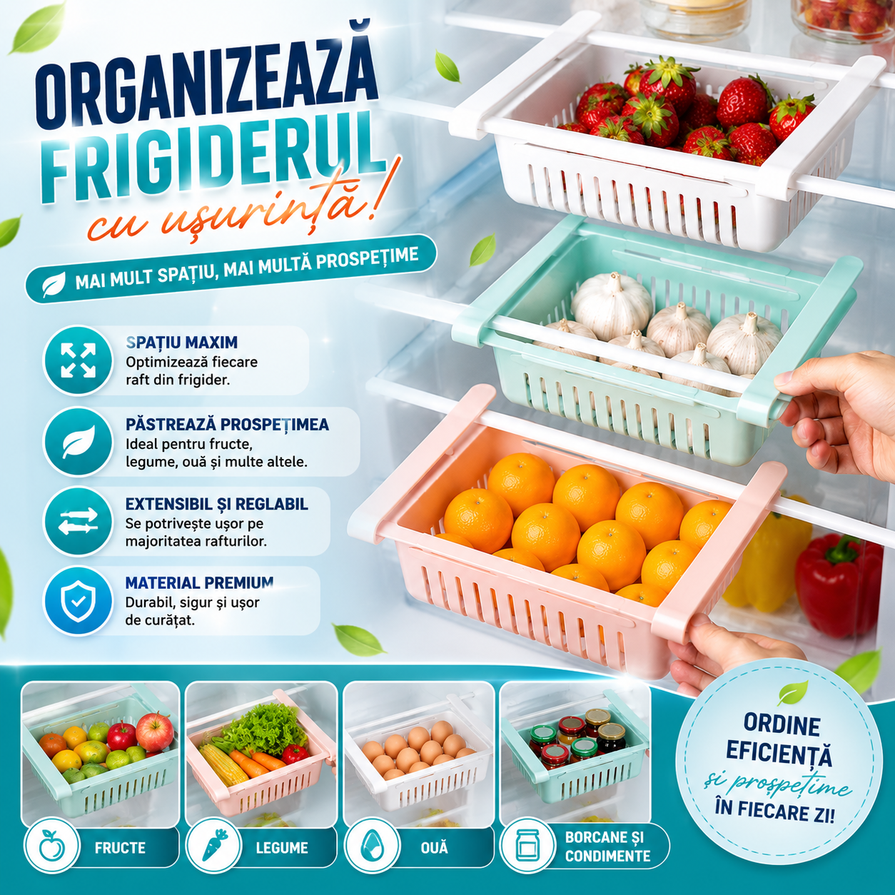 Organizator Extensibil Pentru Frigider FridgeSlide™