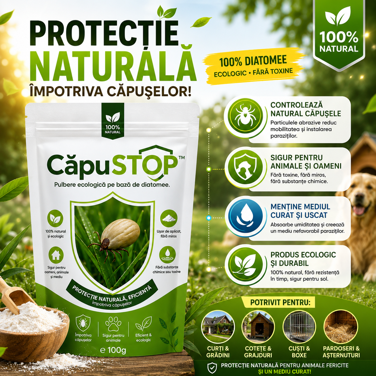 Pulbere Anti-Căpușe CăpuSTOP™