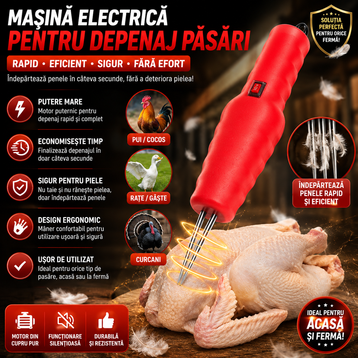 Îndepărtător Electric de Pene Pui FeatherClean™