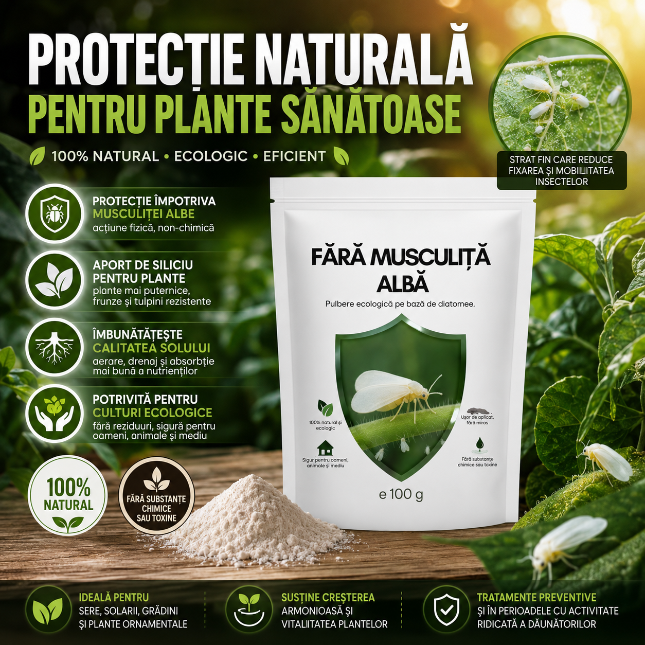 Pulbere Naturală Contra Musculiței Albe - SemPlus™