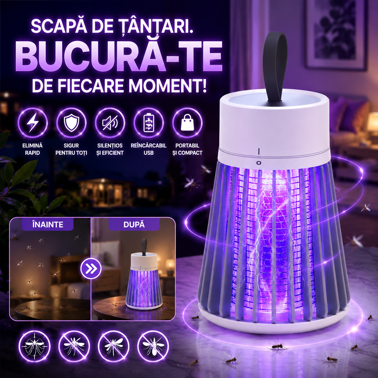 Lampă Anti-Țânțari MosquitoShield™
