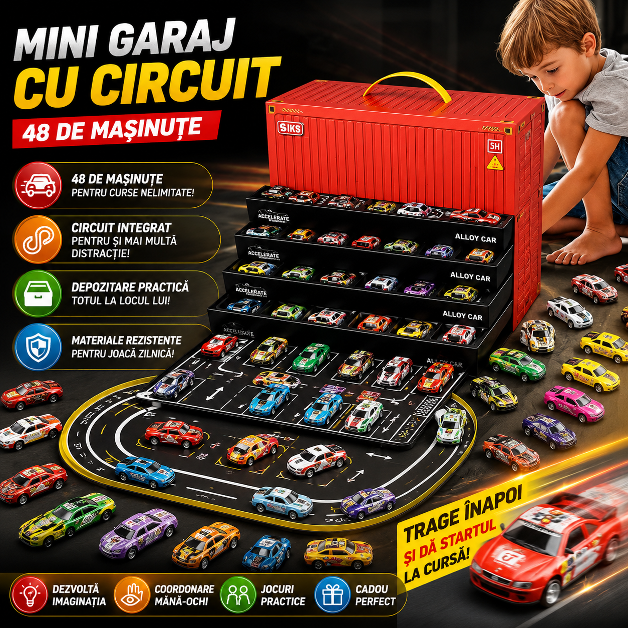 Set 48 Mașinuțe Metalice SpeedBox™