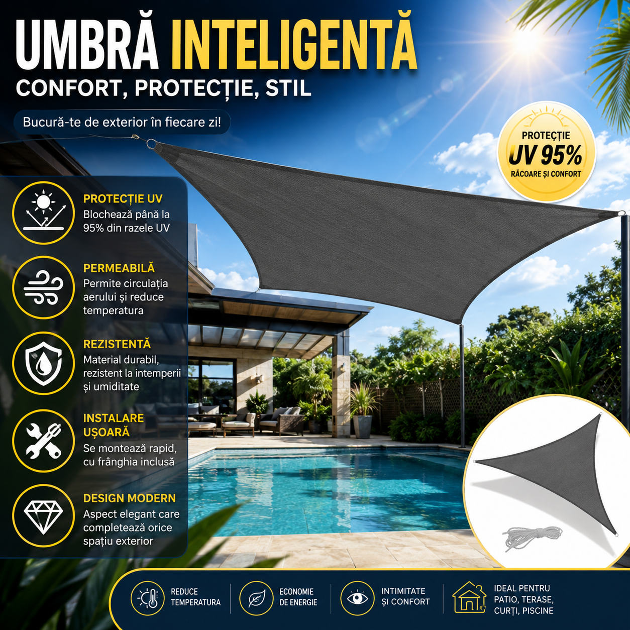 Prelată Umbrire Pentru Curte - SunShield™